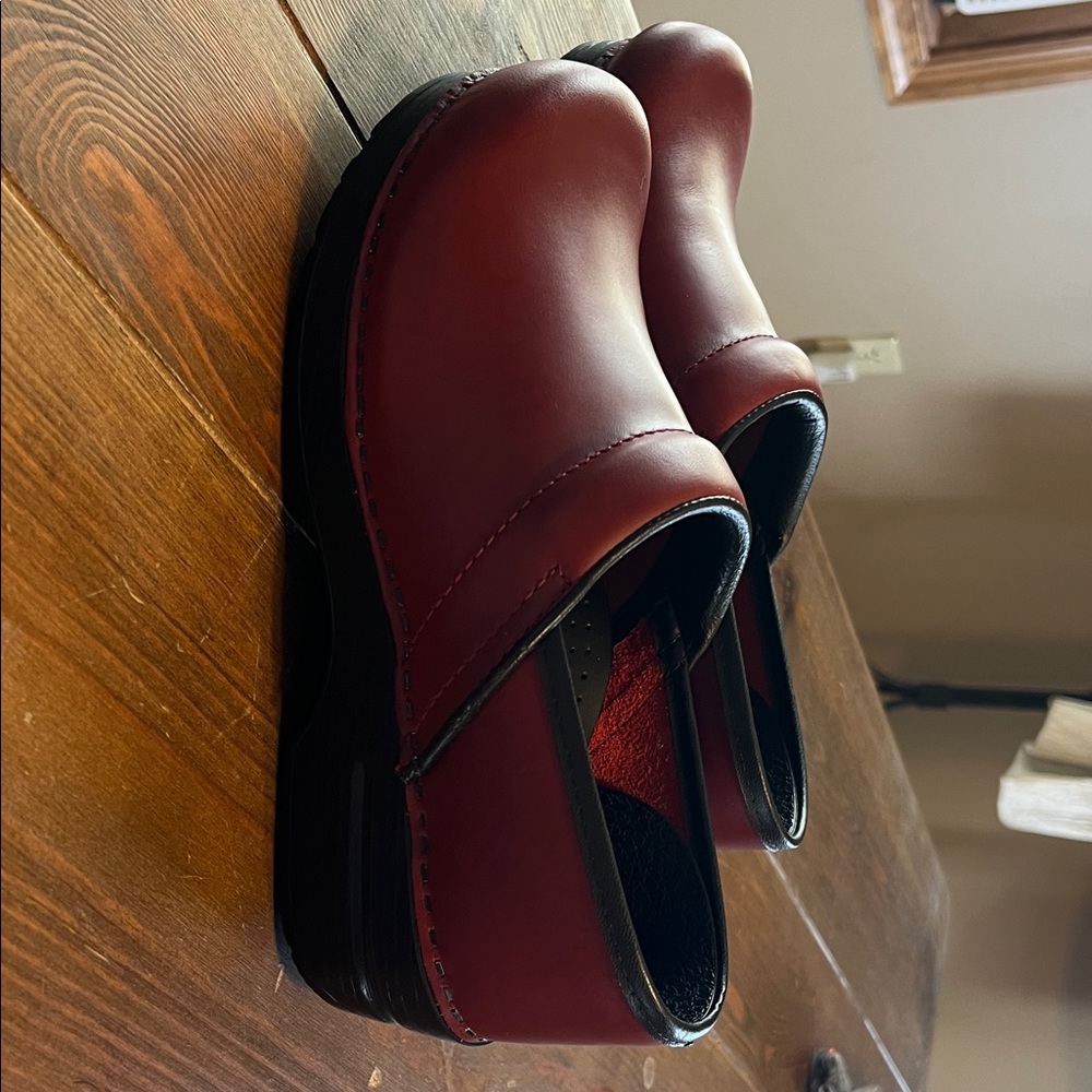 Dansko Red Leather Mules